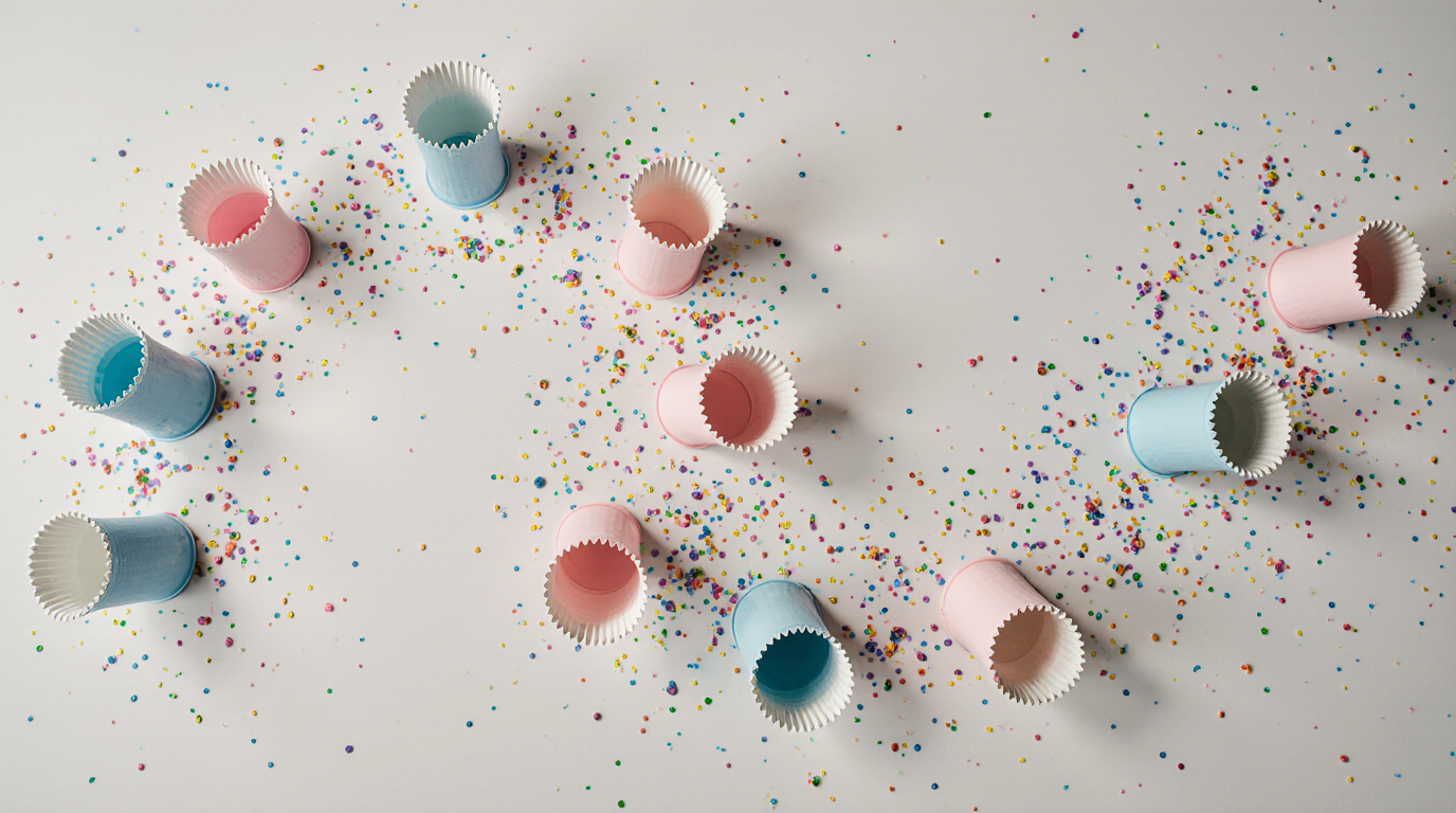 چیدمان مارپیچ و سینوسی لیوان‌های نوشیدنی روی میزهای پذیرایی طولانی و مستطیل